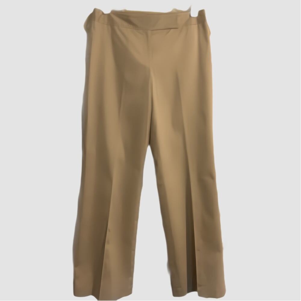 Ann Taylor Signature‎ Fit Tan w/ White  Pinstripe Wide Leg Trousers Lined Size 4 - Picture 5 of 9